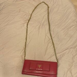 Prada pink  Leather Clutch with Gold Chain